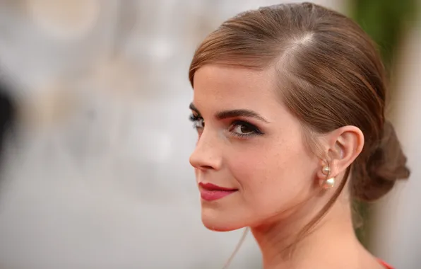 Look, actress, hairstyle, Emma Watson, earrings, brown eyes, Emma Watson