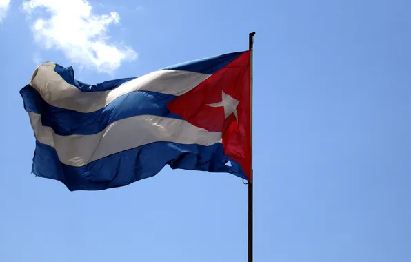 The sky, the wind, flag, tricolor, Cuba