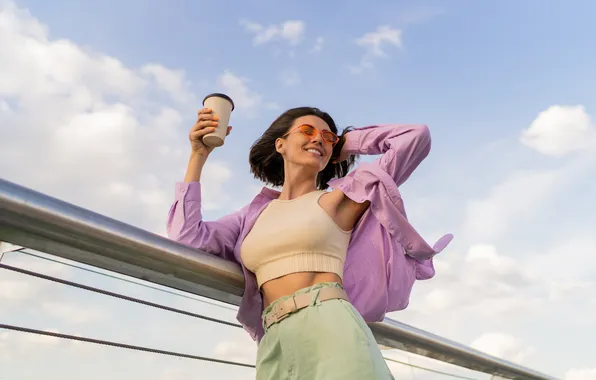 Happy, woman, figure, perfect, stylish