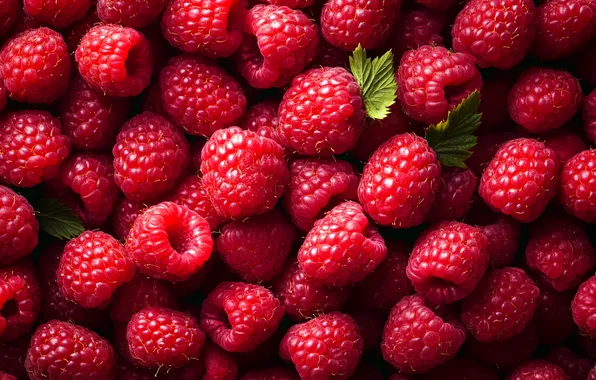 Light, berries, raspberry, harvest, leaves, a lot, AI art, neural network
