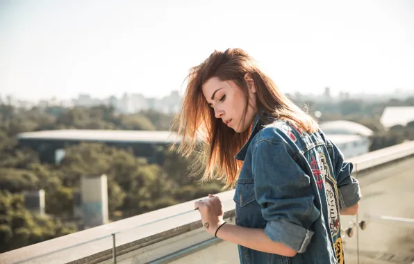 Girl, balcony, red, looks, Karol Queiroz
