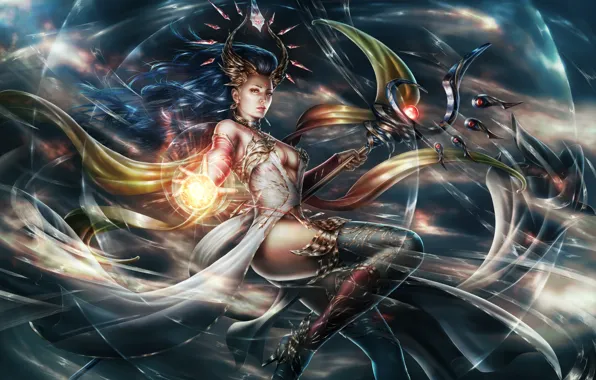 Look, girl, magic, fantasy, art