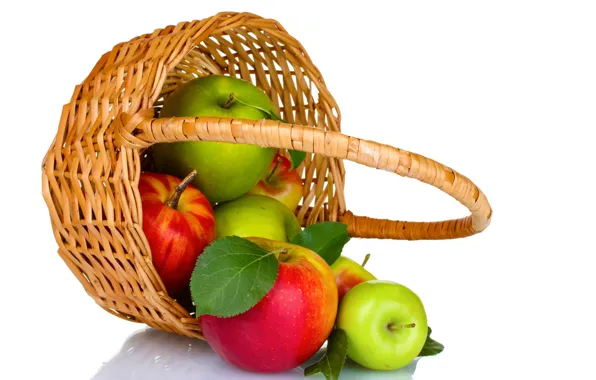 Apples, harvest, fruit, basket
