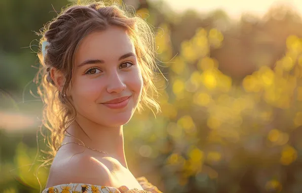Picture look, girl, face, portrait, cute, AI art, neural network