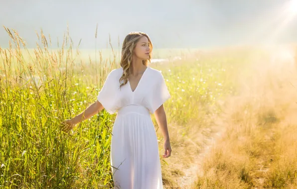 Girl, star, field, model, pretty, face, blonde, pose