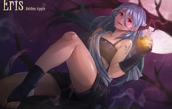 Picture girl, apples, anime, art, rebe11