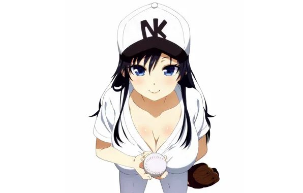 Girl, sexy, cleavage, long hair, boobs, anime, blue eyes, beautiful