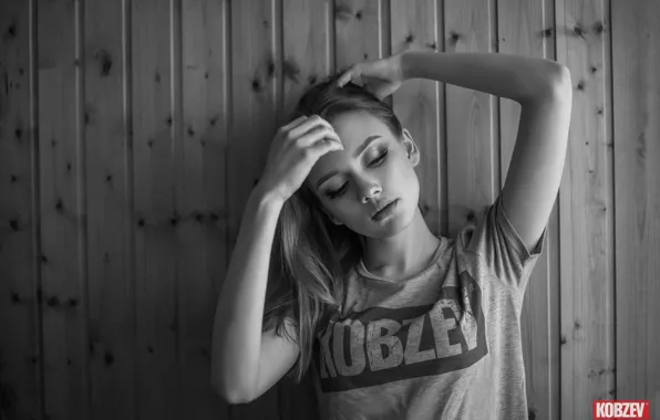 Picture hair, Girl, t-shirt, blonde, Viktor Kobzev