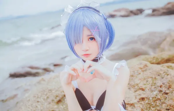 Look, girl, anime, girl, cutie, blue hair, anime, cosplay