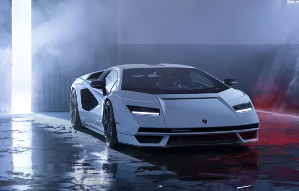 Lamborghini, White, White, Hypercar, Countach, Lamborghini, Hypercar, 2022
