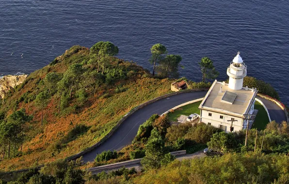 Sea, shore, lighthouse, Spain, Igueldo lighthouse, San Sebastian