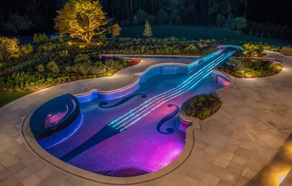 Picture design, violin, pool, pool, desigen, Jacuzzi.