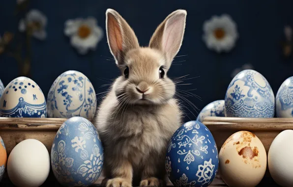 Holiday, eggs, spring, rabbit, Easter, painted, eggs, AI art