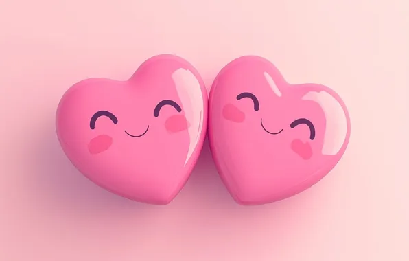 Love, smile, holiday, heart, heart, hearts, pink, a couple