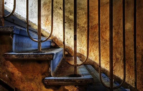 Picture metal, photography, building, abandoned, stairs