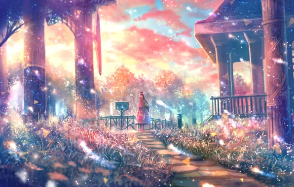 Girl, nature, the gates