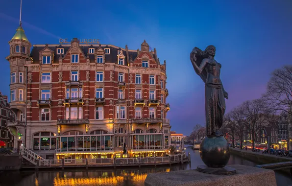 House, Amsterdam, statue, Netherlands
