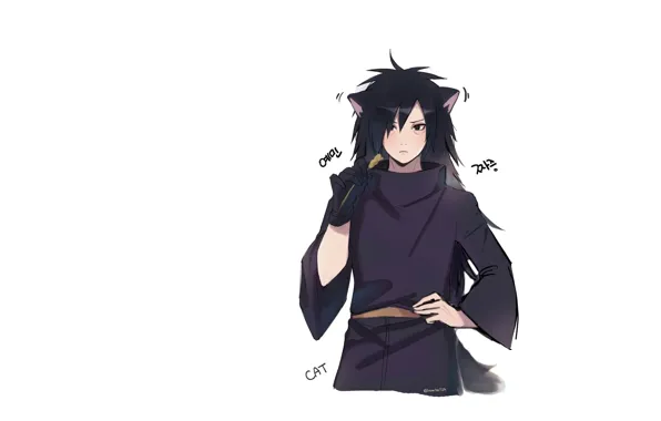 Minimalism, white background, guy, Naruto, Naruto, Madara Uchiha