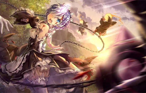 White, girl, magic, blood, the demon, form, anime, the maid
