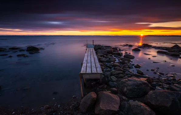 Picture sunset, coast, Norway