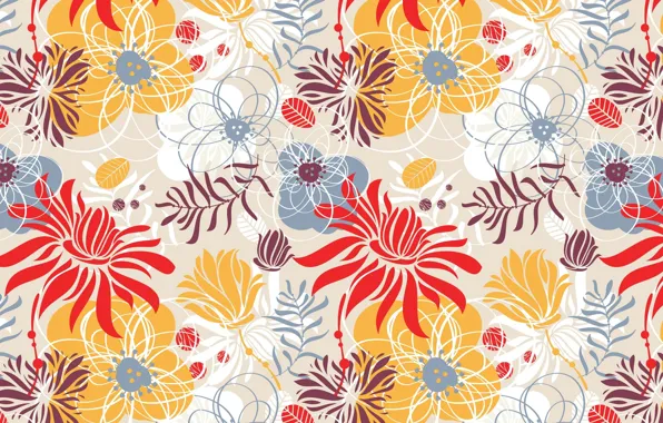 Flowers, background, Wallpaper, fabric, texture, leaves, floral ornament
