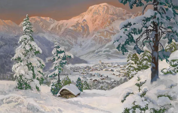 Winter, snow, landscape, tree, Alps, Alois Arnegger