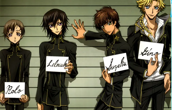 Wall, form, guys, code geass, braids, code geass, suzaku kururugi, gino weinberg
