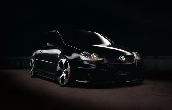 Picture the dark background, Volkswagen, GTI, MKV, MK5