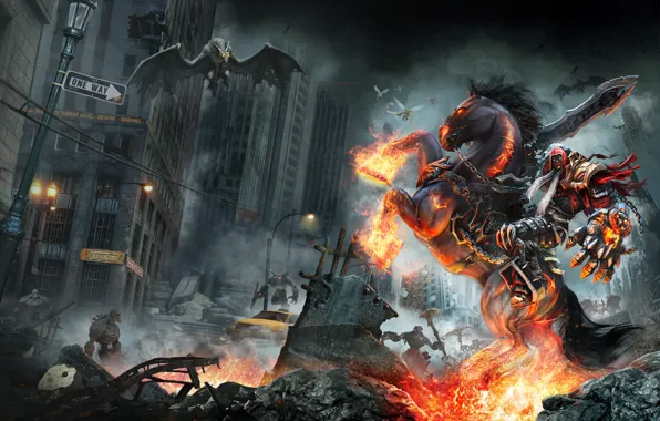 City, demon, sake, sword, game, Darksiders, ken, bat