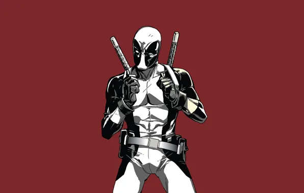 Red, Deadpool, Deadpool, katana, comics, MARVEL, Wade Wilson