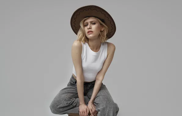 Picture girl, hat, woman, young, beautiful, model