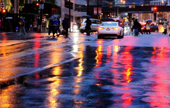 Picture the city, reflection, rain, street
