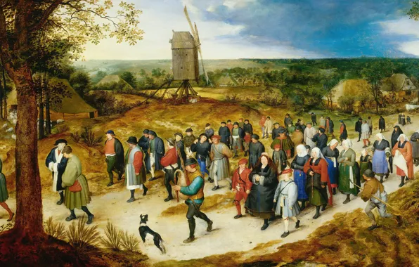Picture, windmill, genre, Jan Brueghel the elder, The Wedding Procession