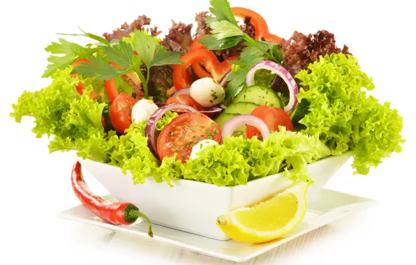 Greens, vegetables, vegetable salad, green salad