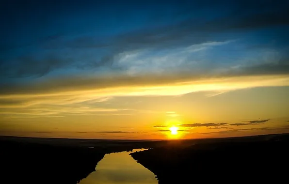 Picture sunset, river, Oka, Kaluga, Kaluga
