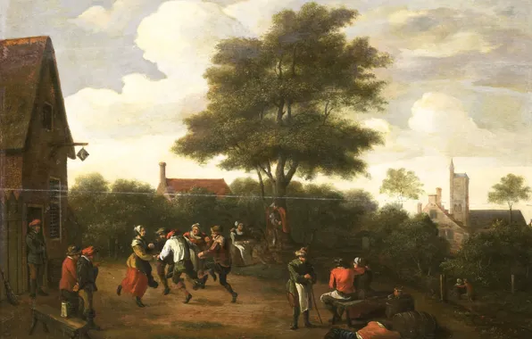 Oil, picture, David Teniers The Younger, 1700, Teniers, David II, Peasant Dances