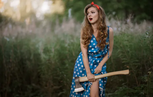 Picture summer, girl, face, style, background, dress, axe