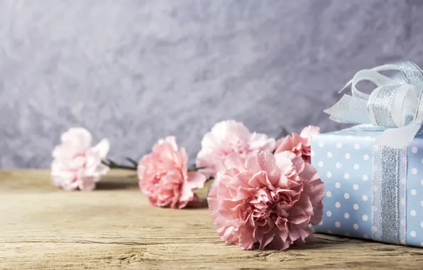 Flowers, gift, pink, wood, pink, flowers, beautiful, romantic