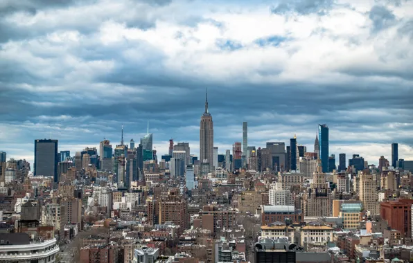 Picture city, USA, tower, skyline, sky, Manhattan, NYC, clouds