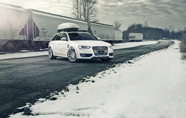 Picture Audi, white, Allroad, frontside