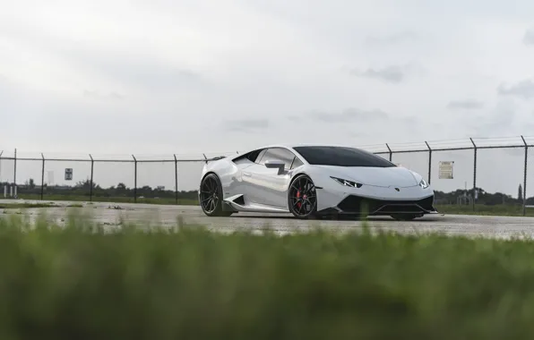 Picture Lamborghini, Clouds, Grass, White, VAG, Huracan