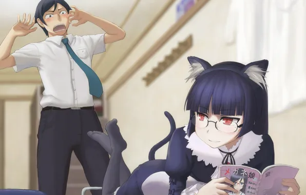 Girl, anime, art, guy, two, Oreimo