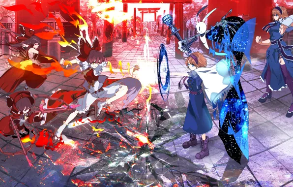 Girls, anime, art, touhou, alice margatroid, hakurei reim