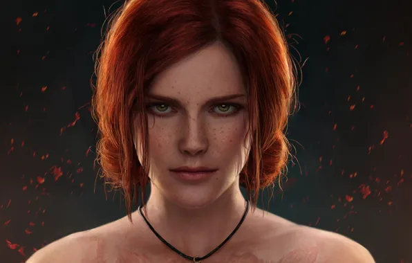 Girl, face, red, the enchantress, triss merigold, Wild Hunt, Witcher 3