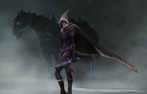 Picture snow, horse, monster, knife, hood, cloak, Tsali