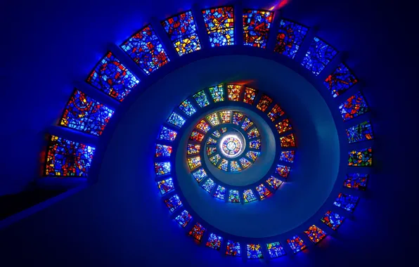 Spiral, stained glass, spiral, stained glass, Michael Zheng