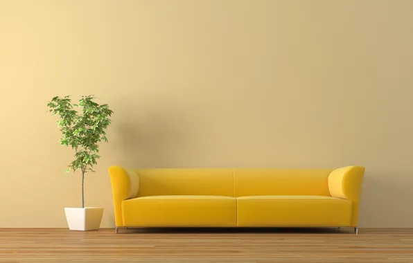 Picture sofa, plant, the barrel
