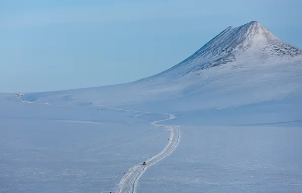 Winter, snow, landscape, mountain, Chukotka