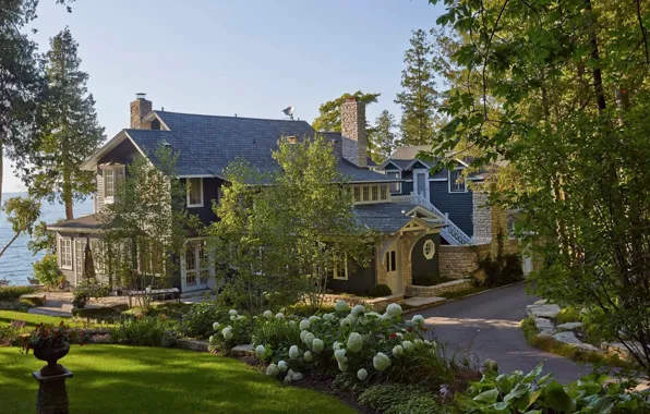 Garden, architecture, cottage, Romantic Cottage, Wisconsin, landscape design, Door County, on the shores of lake