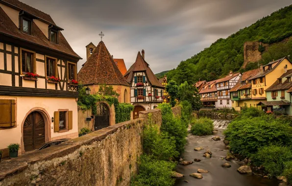 Picture landscape, the city, river, Kaysersberg